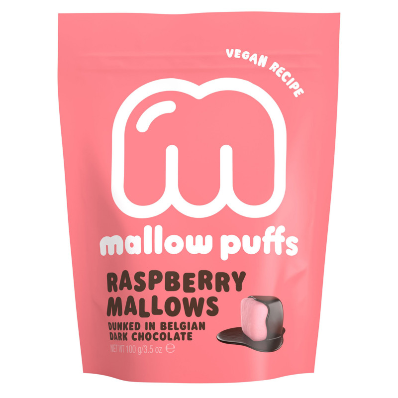 Mallow Puffs Raspberry (100 gram) fra BARÚ