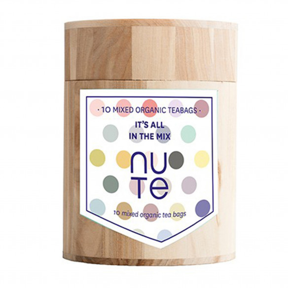 Trædåse med 10 mixede tebreve fra NUTE