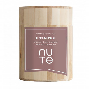Herbal Chai te fra NUTE, 100 gram løs te i trædåse