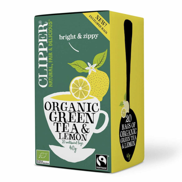 Økologisk grøn te med citrus fra Clipper