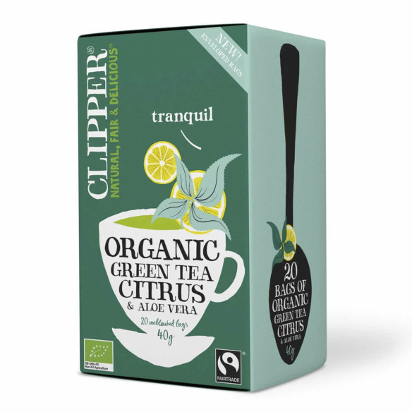 Økologisk grøn te med citrus og aloe vera fra Clipper