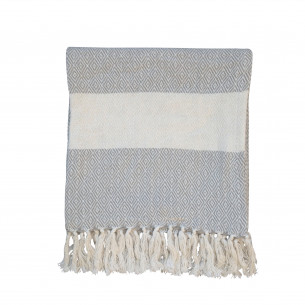 Gråt Mønstret Hammam Håndklæde i bomuld fra Chic Antique